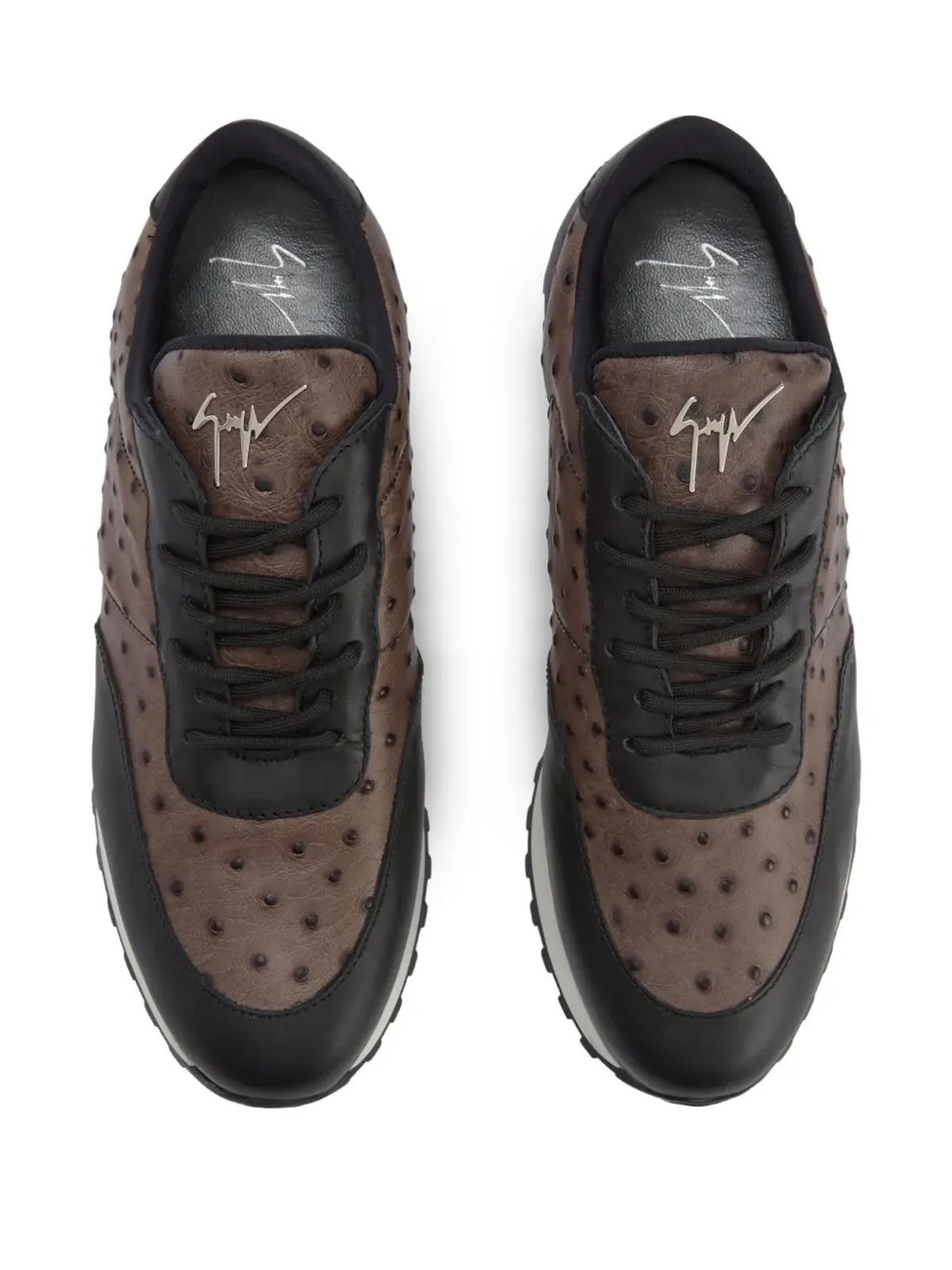 Giuseppe Zanotti ジミ オーストリッチレザー スニーカー ブラウン - 画像4