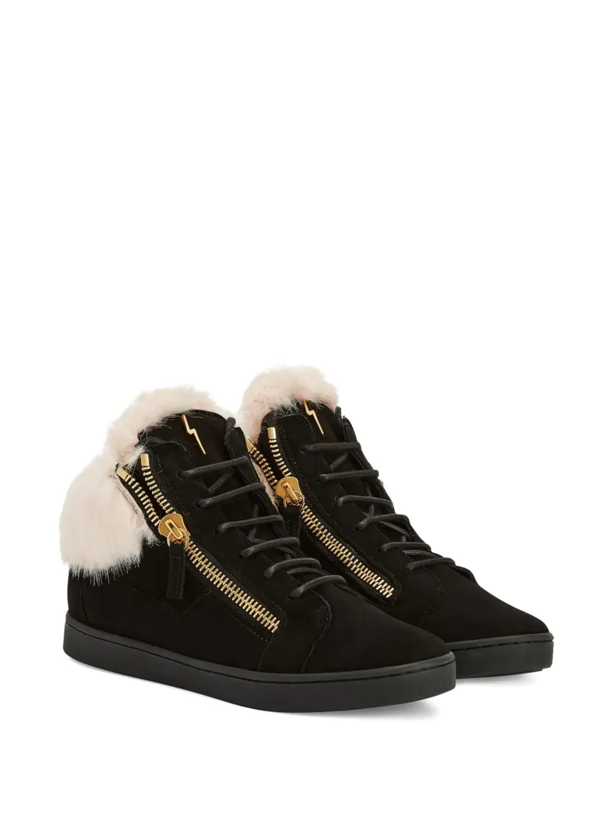 Giuseppe Zanotti Kriss ファー付きジップディテール スニーカー - 画像2