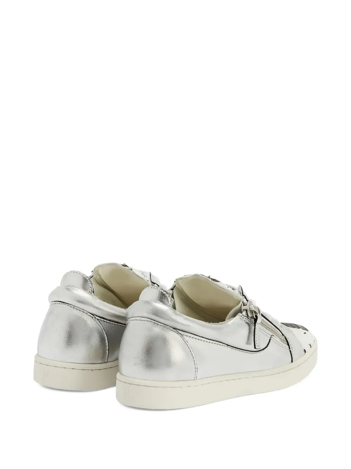 Giuseppe Zanotti ニキ メタリック風レザー ZIPディテール スニーカー - グレー - 画像3