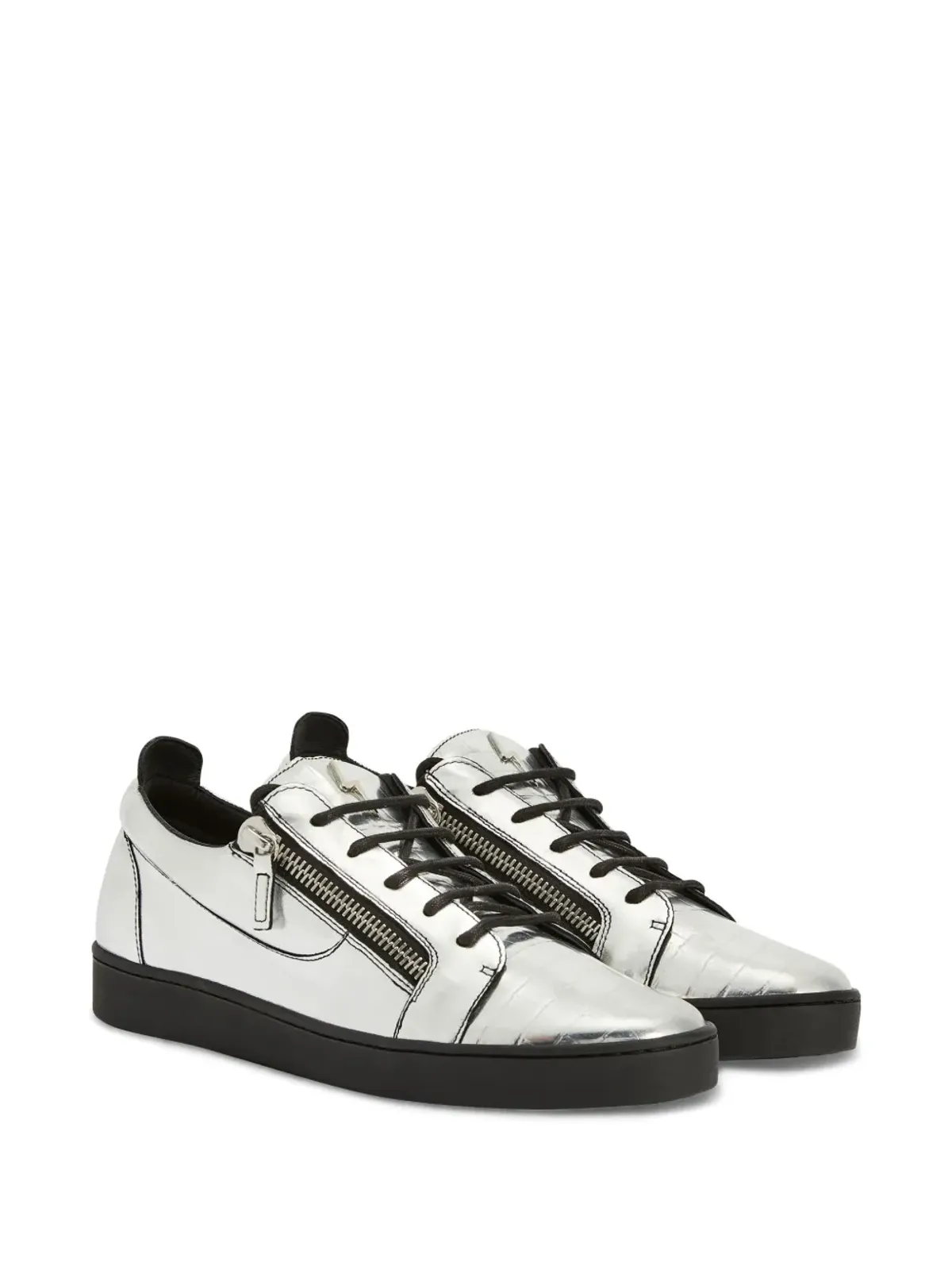 Giuseppe Zanotti フランキー ダブルジップ ロー・トゥ スニーカー - 画像2