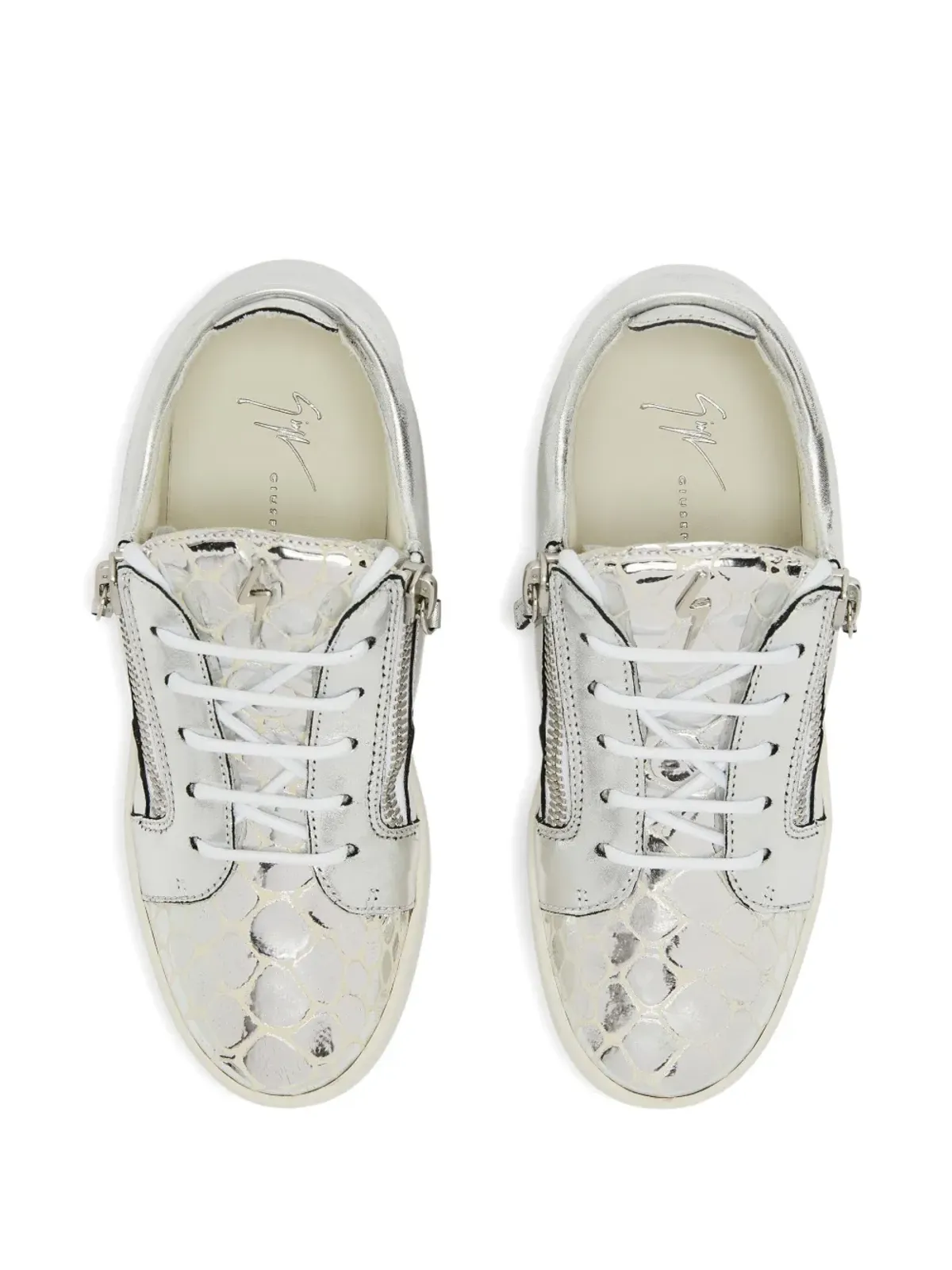 Giuseppe Zanotti Nicki ジップディテール レザー スニーカー - グレー - 画像4