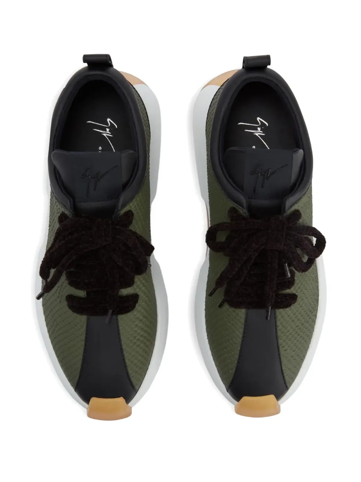 Giuseppe Zanotti テクスチャードスニーカー グリーン - 画像3