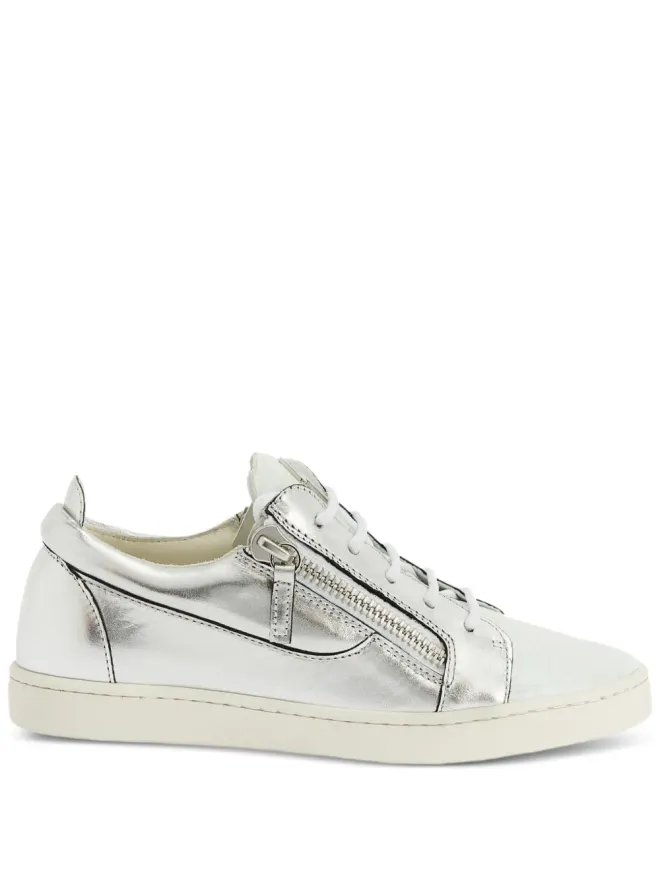 Giuseppe Zanotti Giuseppe Zanotti ニッキ メタリックレザー ジップディテール スニーカー - グレーの商品画像