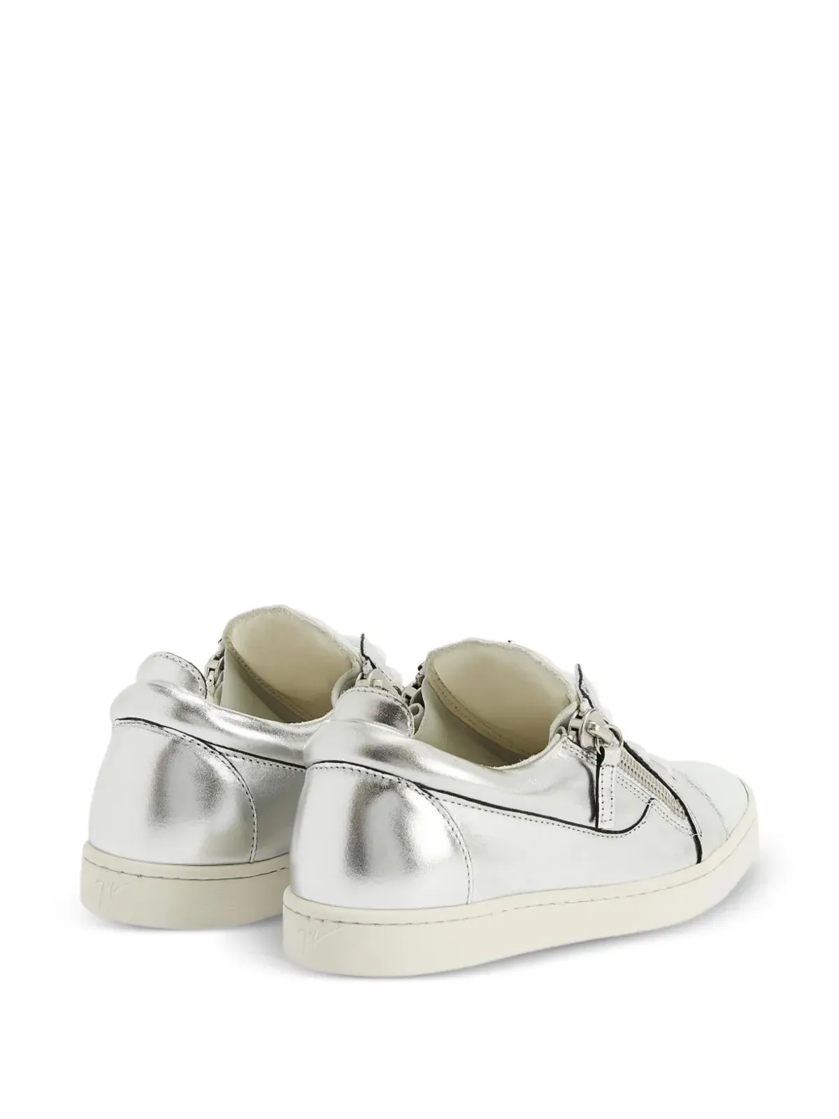 Giuseppe Zanotti ニッキ メタリックレザー ジップディテール スニーカー - グレー - 画像3