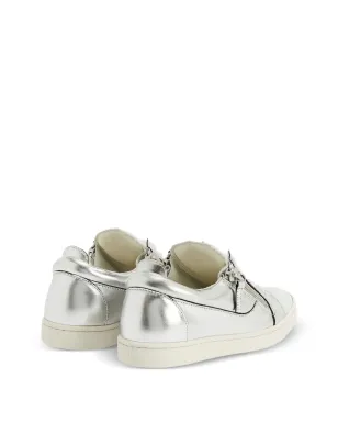 Giuseppe Zanotti ニッキ メタリックレザー ジップディテール スニーカー - グレー - サムネイル3