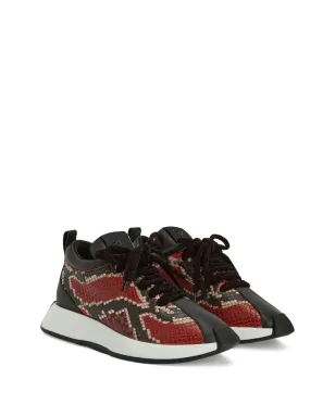 Giuseppe Zanotti フェロックス 蛇柄風レースアップスニーカー - 赤 - サムネイル2