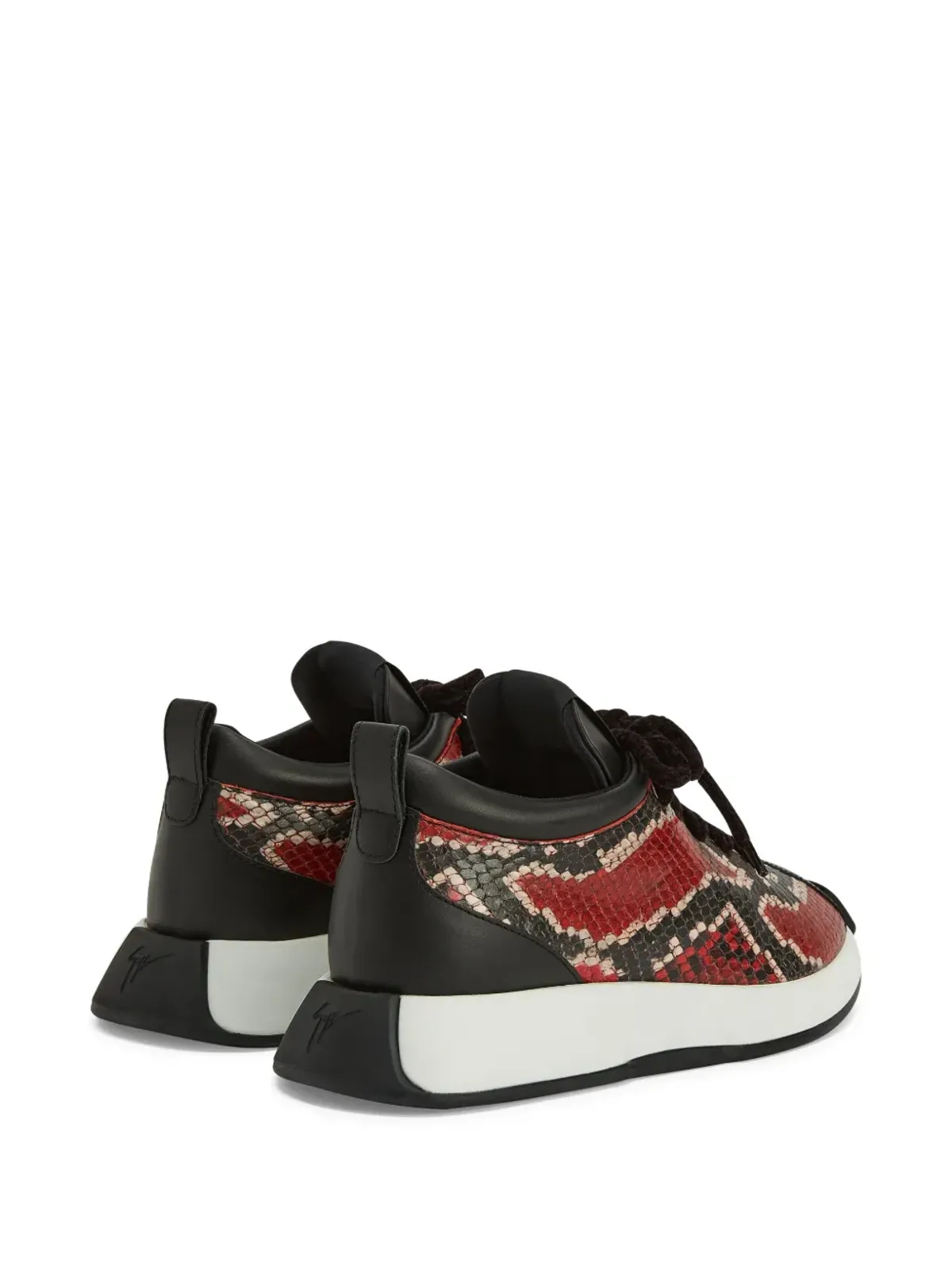 Giuseppe Zanotti フェロックス 蛇柄風レースアップスニーカー - 赤 - 画像3