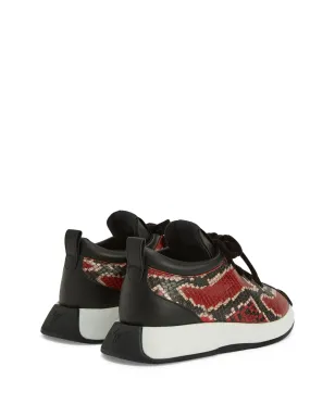 Giuseppe Zanotti フェロックス 蛇柄風レースアップスニーカー - 赤 - サムネイル3
