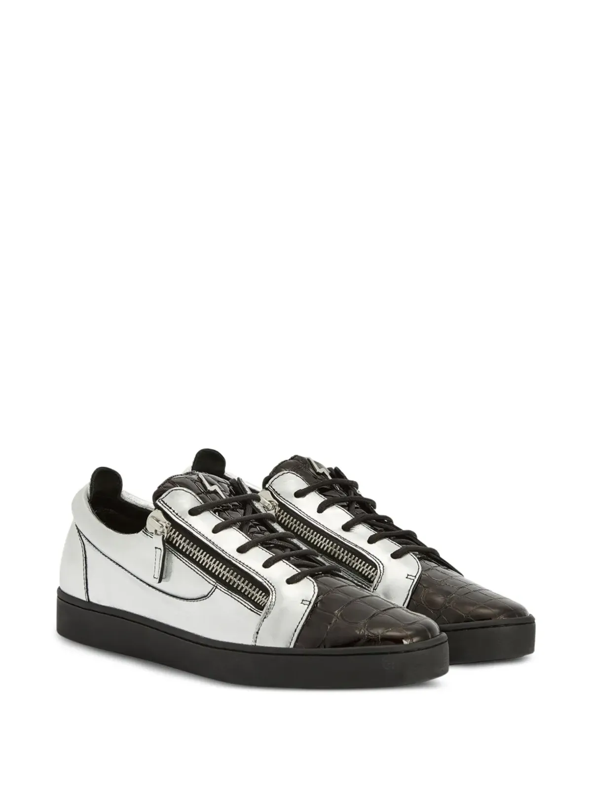 Giuseppe Zanotti フランキー メタリック クロコダイルエフェクト スニーカー グレー - 画像2