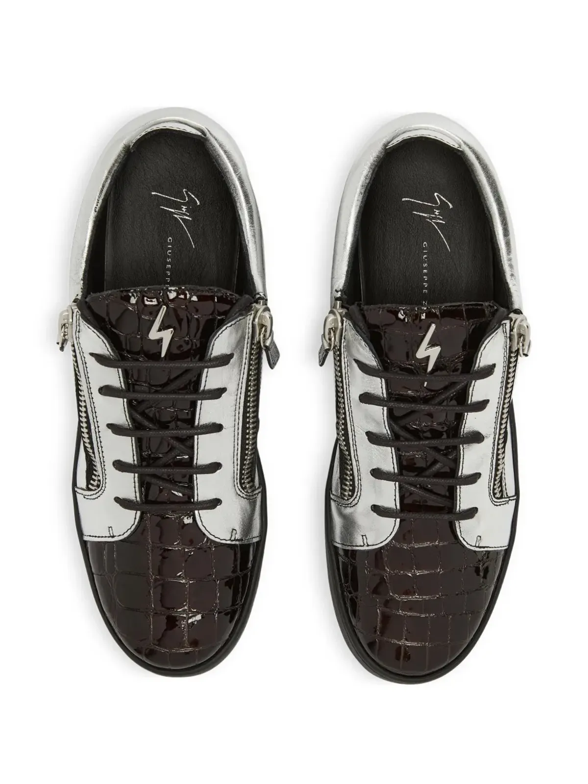 Giuseppe Zanotti フランキー メタリック クロコダイルエフェクト スニーカー グレー - 画像4