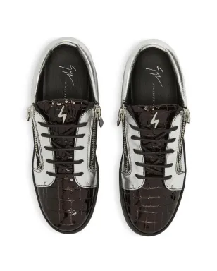 Giuseppe Zanotti フランキー メタリック クロコダイルエフェクト スニーカー グレー - サムネイル4