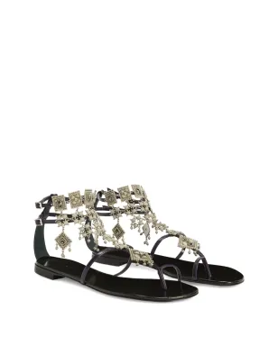 Giuseppe Zanotti アミラ 装飾レザー フラットサンダル - パープル - サムネイル2