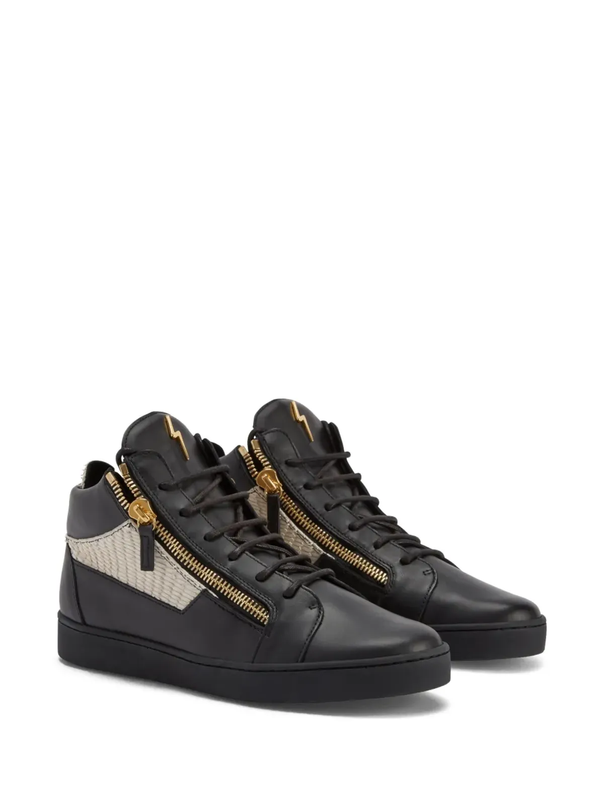 Giuseppe Zanotti Kriss ジップファスナー付きレザー・スニーカー ブラック - 画像2