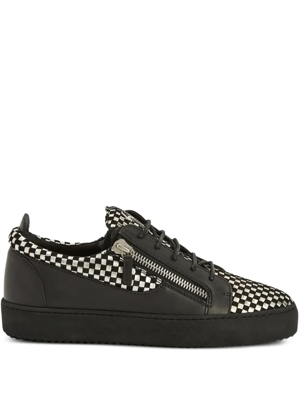 Giuseppe Zanotti Frankie チェック柄レザー スニーカー - ブラック - 画像1
