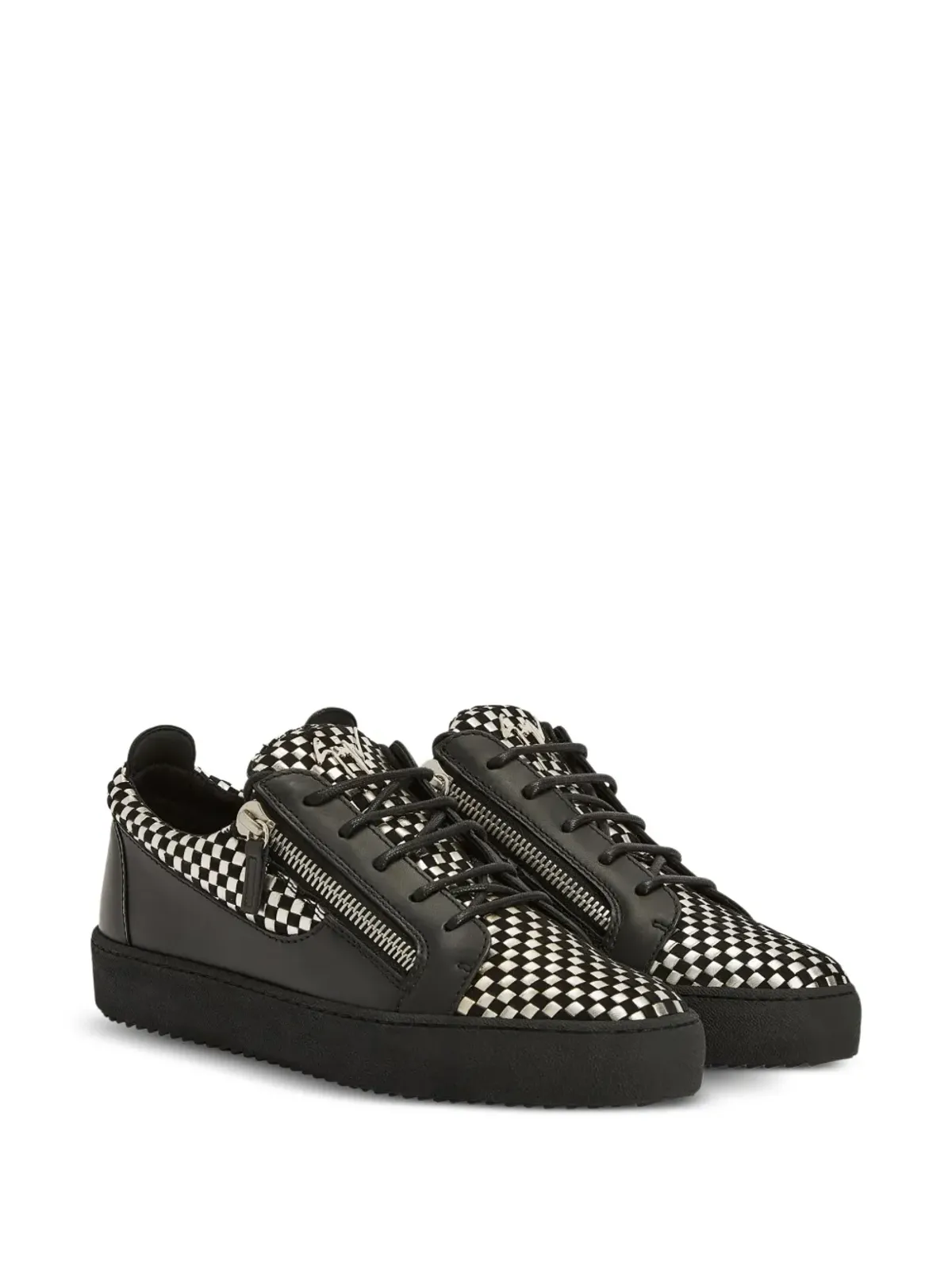 Giuseppe Zanotti Frankie チェック柄レザー スニーカー - ブラック - 画像2