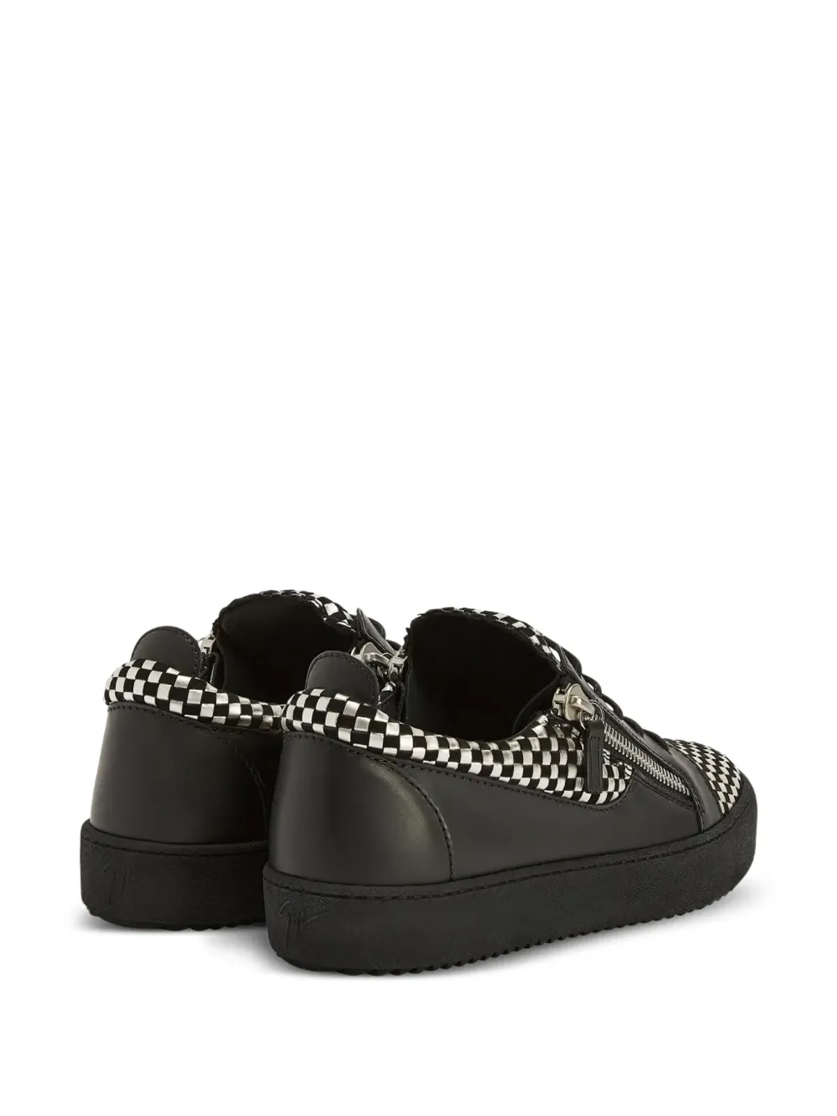 Giuseppe Zanotti Frankie チェック柄レザー スニーカー - ブラック - 画像3