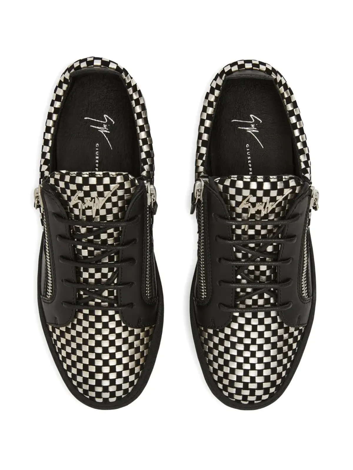 Giuseppe Zanotti Frankie チェック柄レザー スニーカー - ブラック - 画像4