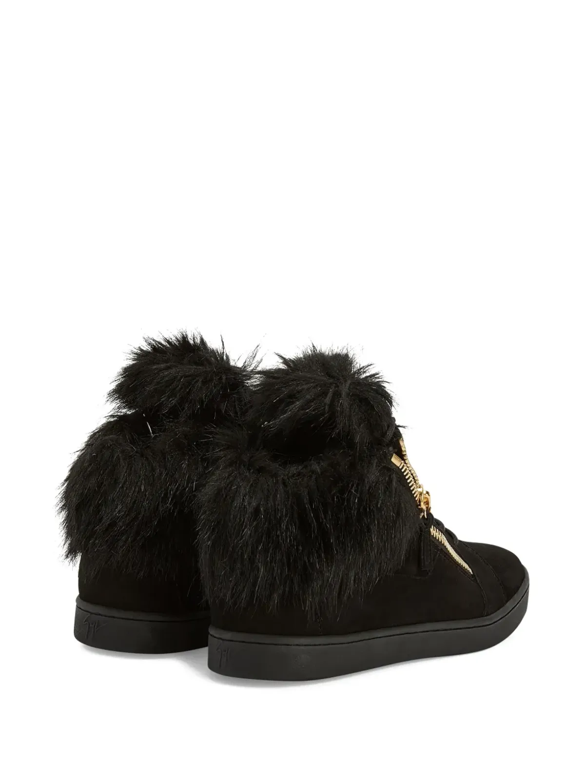 Giuseppe Zanotti Kriss ファー付きジップアップスニーカー ブラック - 画像3