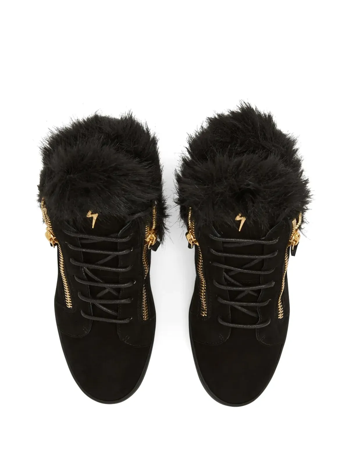 Giuseppe Zanotti Kriss ファー付きジップアップスニーカー ブラック - 画像4