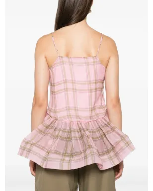 Marques'Almeida タータンチェック シフォントップ - ピンク - サムネイル4