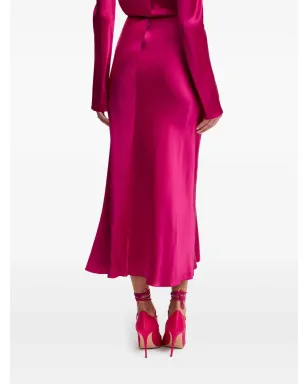 Alejandra Alonso Rojas シルク ミディスカート - ピンク - サムネイル4