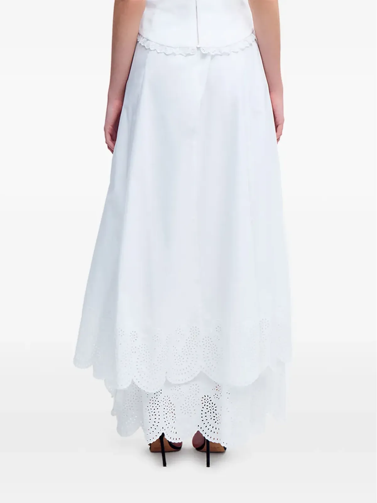 Alejandra Alonso Rojas ブロデリエ ミディスカート - White - 画像5