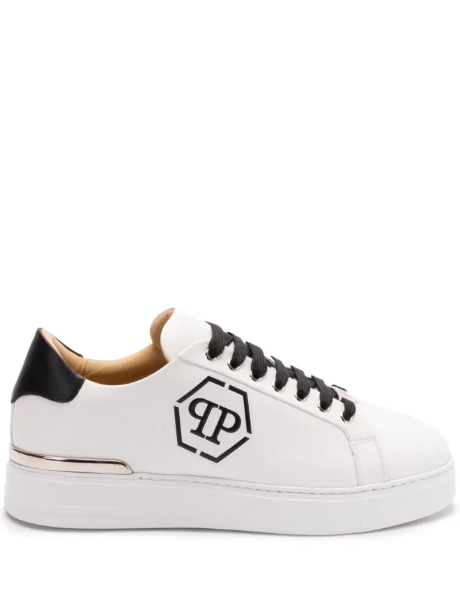 Philipp Plein Philipp Plein エンボス加工レザートレーナー ホワイトの商品画像