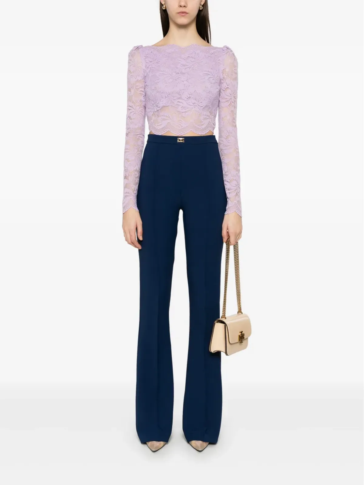 Elisabetta Franchi クレープ生地のフレアパンツ ブルー - 画像2