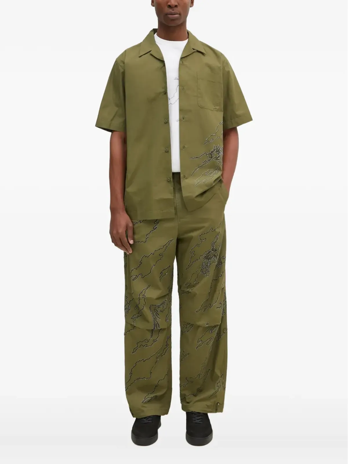 Maharishi dragon-embroidered short-sleeve shirt - Green - 画像1