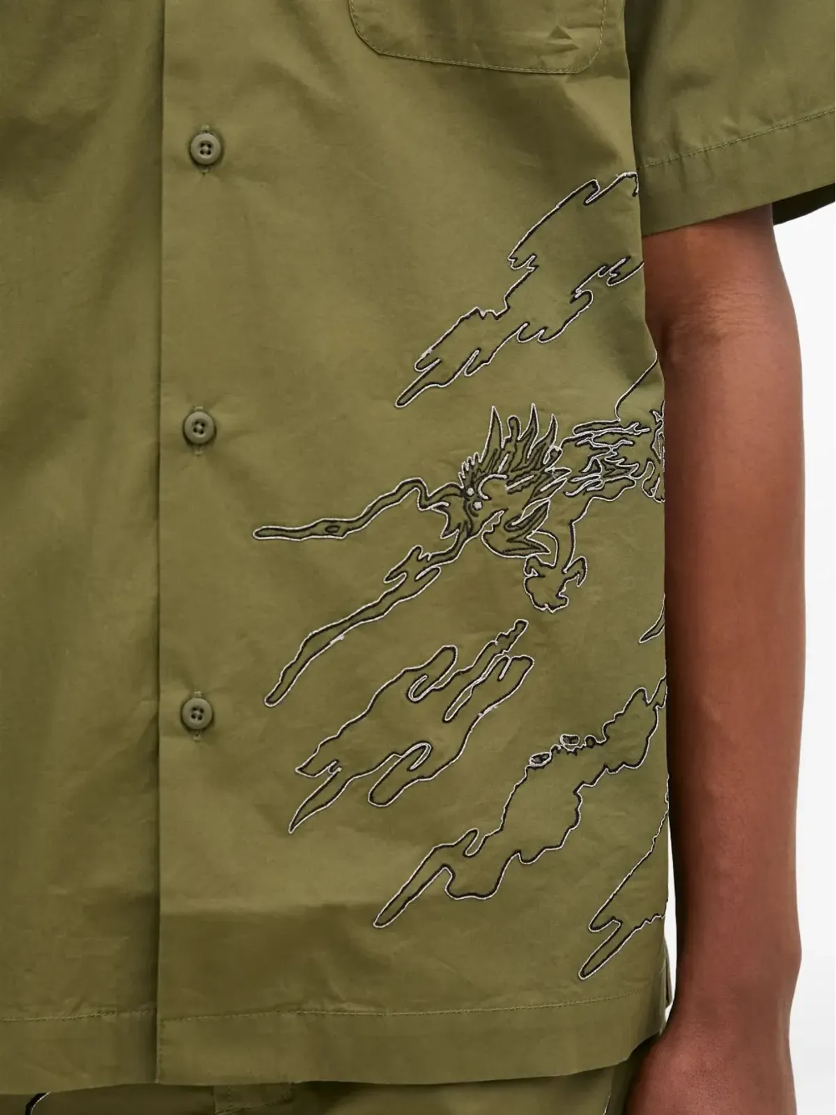 Maharishi dragon-embroidered short-sleeve shirt - Green - 画像5