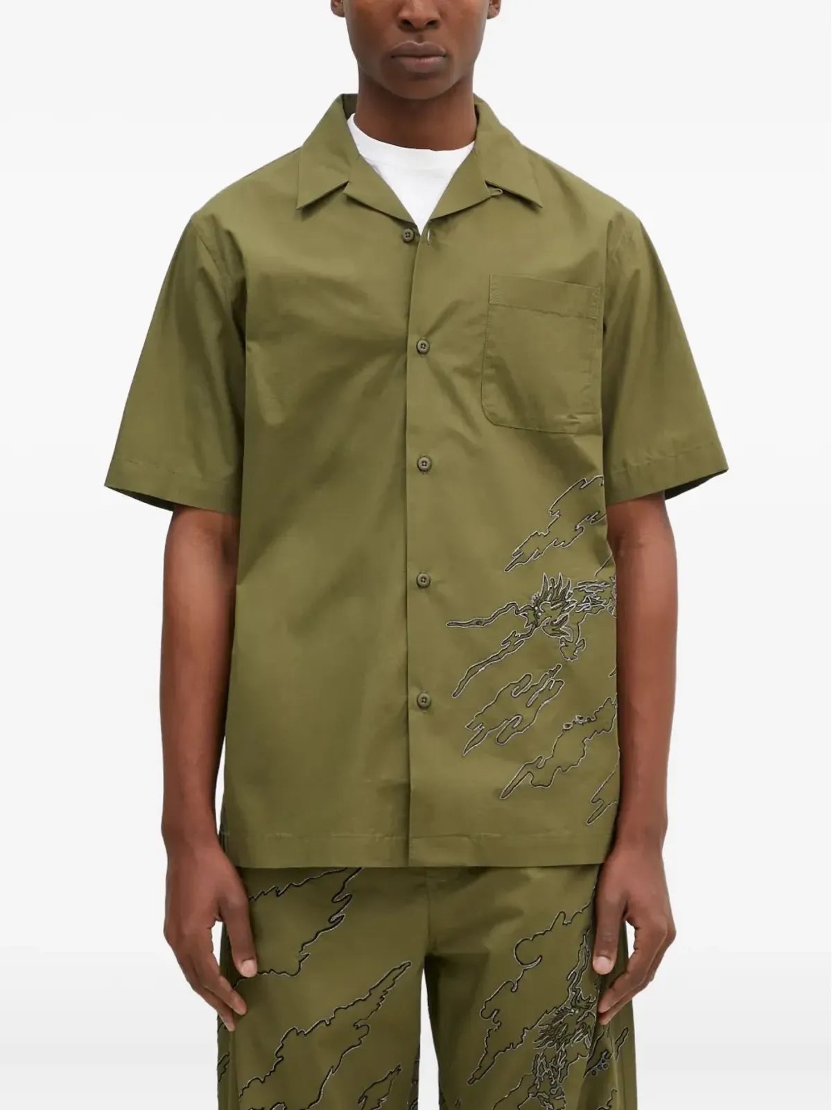 Maharishi dragon-embroidered short-sleeve shirt - Green - 画像2
