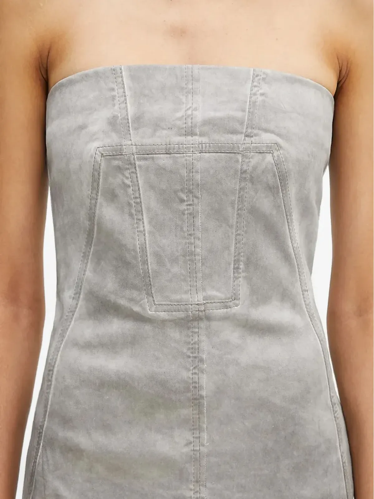 Rick Owens DRKSHDW ストラップレス・シームディテール・ミディドレス - グレー - 画像4