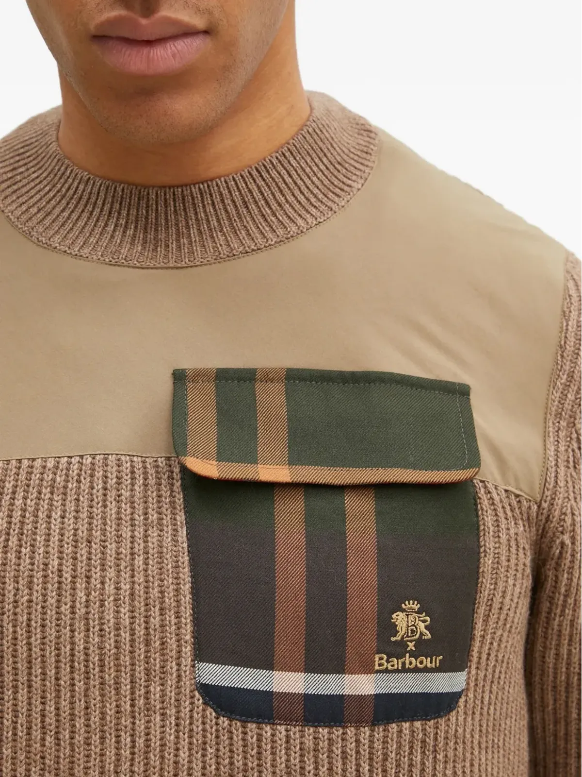 Baracuta x Barbour Miller リブ編みパネルドポケット ジャンパー - 画像4
