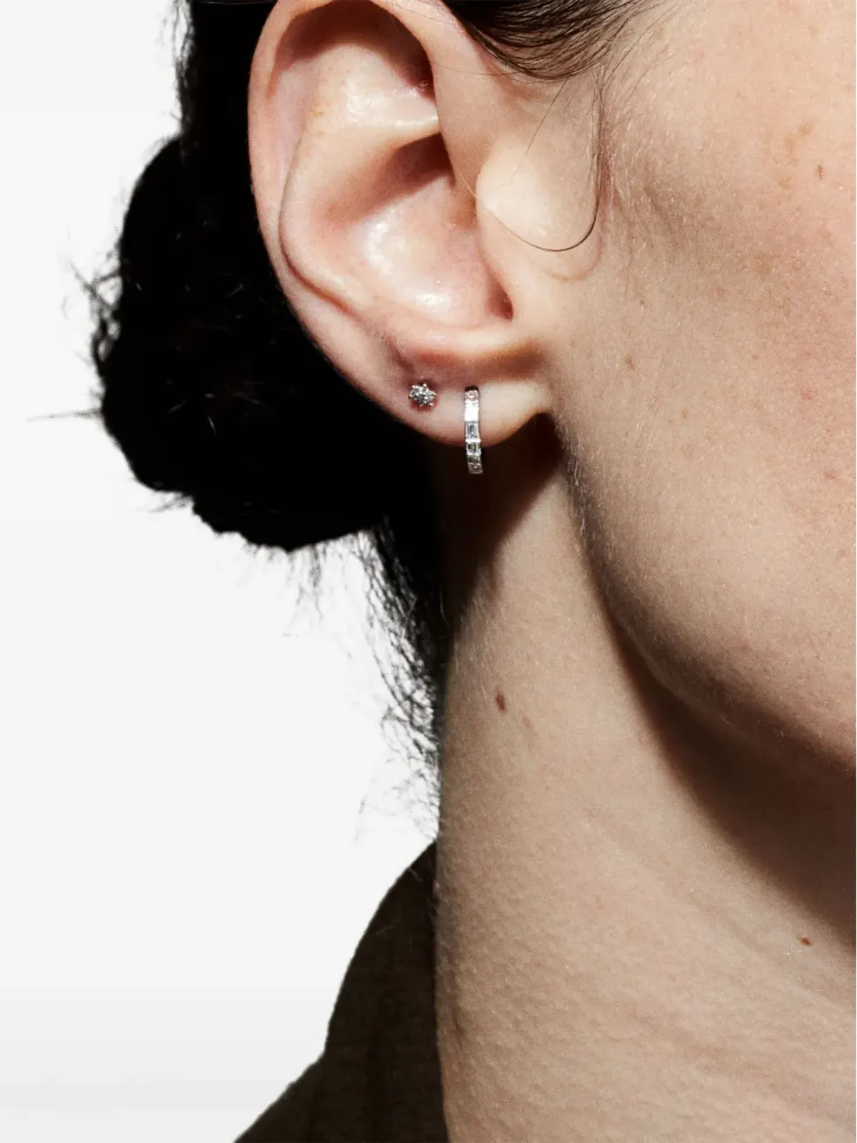 MARIA TASH 18ktブラックゴールド バゲットダイヤモンド シングルピアス - 画像2
