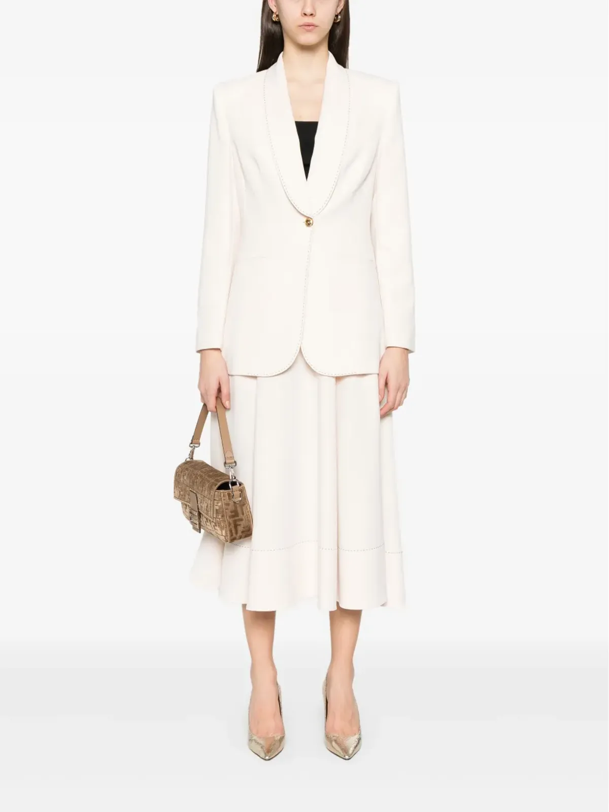 Elisabetta Franchi コントラストステッチ クレープ ブレザー - ニュートラルカラー - 画像2