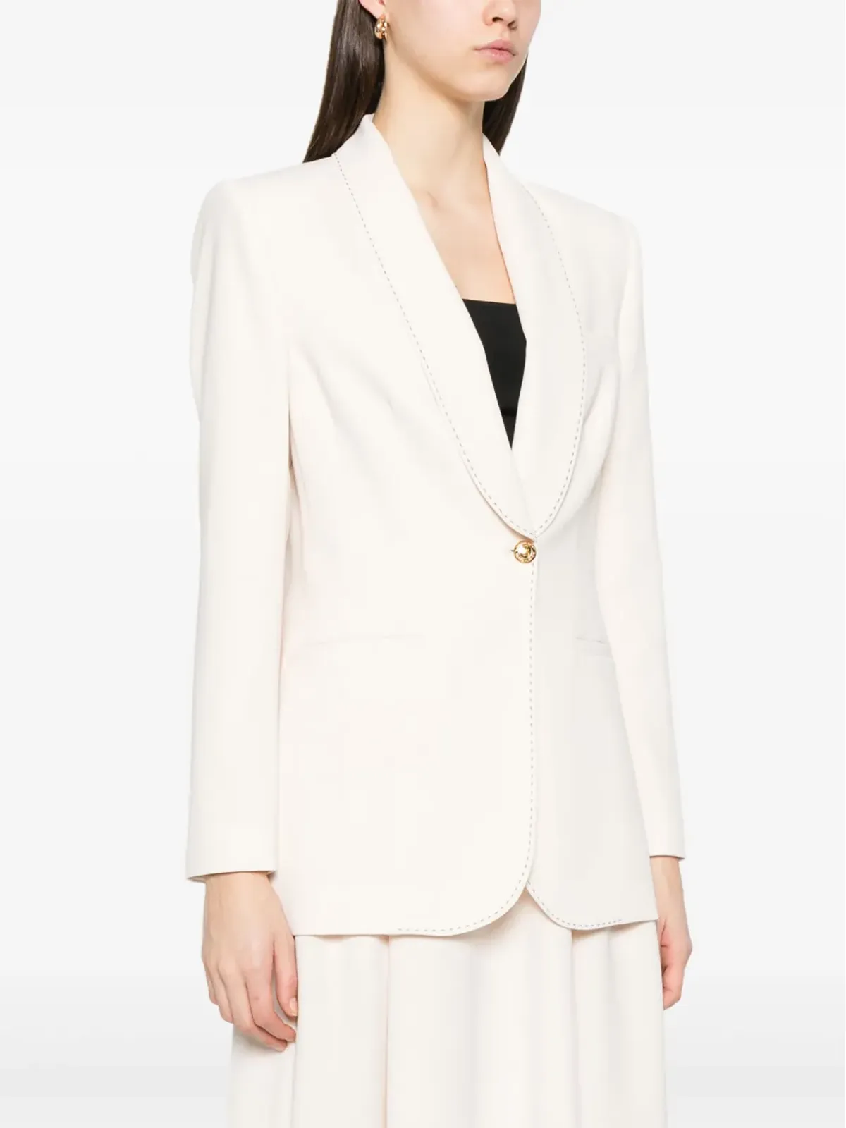 Elisabetta Franchi コントラストステッチ クレープ ブレザー - ニュートラルカラー - 画像3