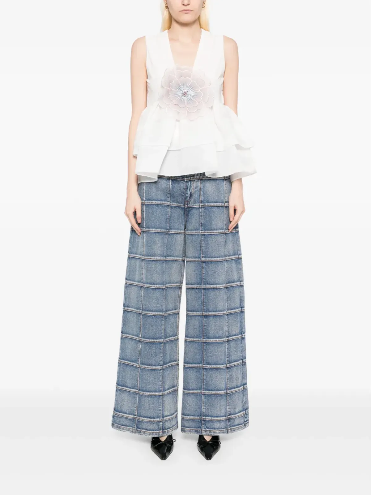 Cynthia Rowley ウィンドウペイン・ワイドレッグジーンズ - 画像2