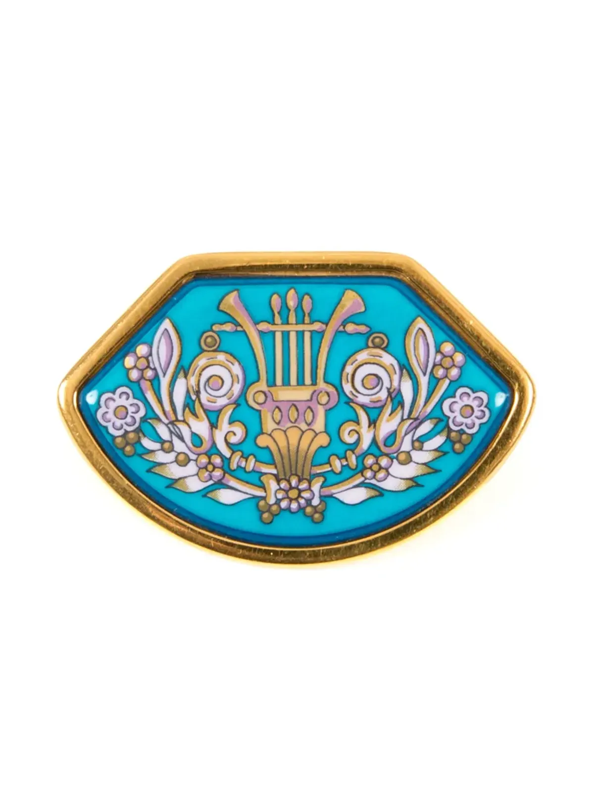 Hermès ビンテージ 1990年代 エナメル ブローチ 金色 - 画像1