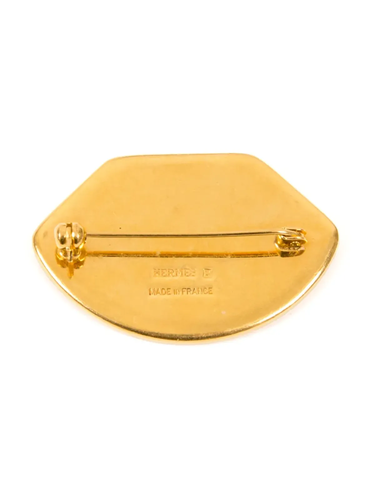 Hermès ビンテージ 1990年代 エナメル ブローチ 金色 - 画像2
