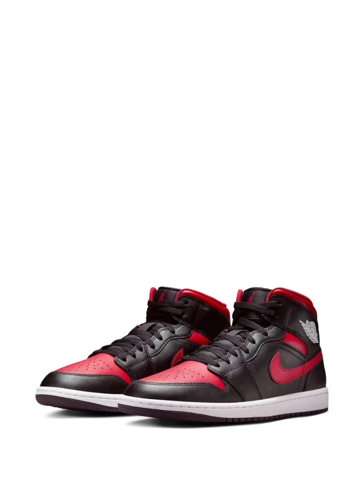Jordan 1ミッド ブレッドツイスト ブラック/バーシティレッド/サミットホワイト スニーカー - 画像2