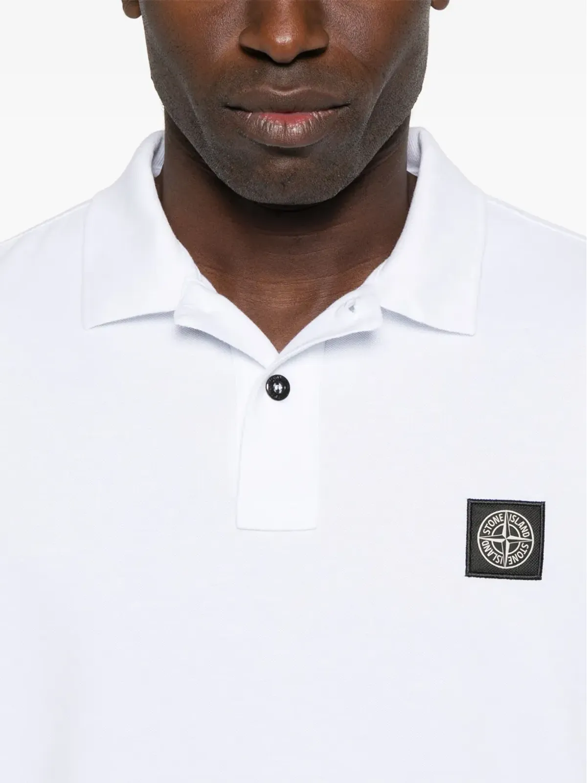 Stone Island ピケ織ポロシャツ ホワイト - 画像4