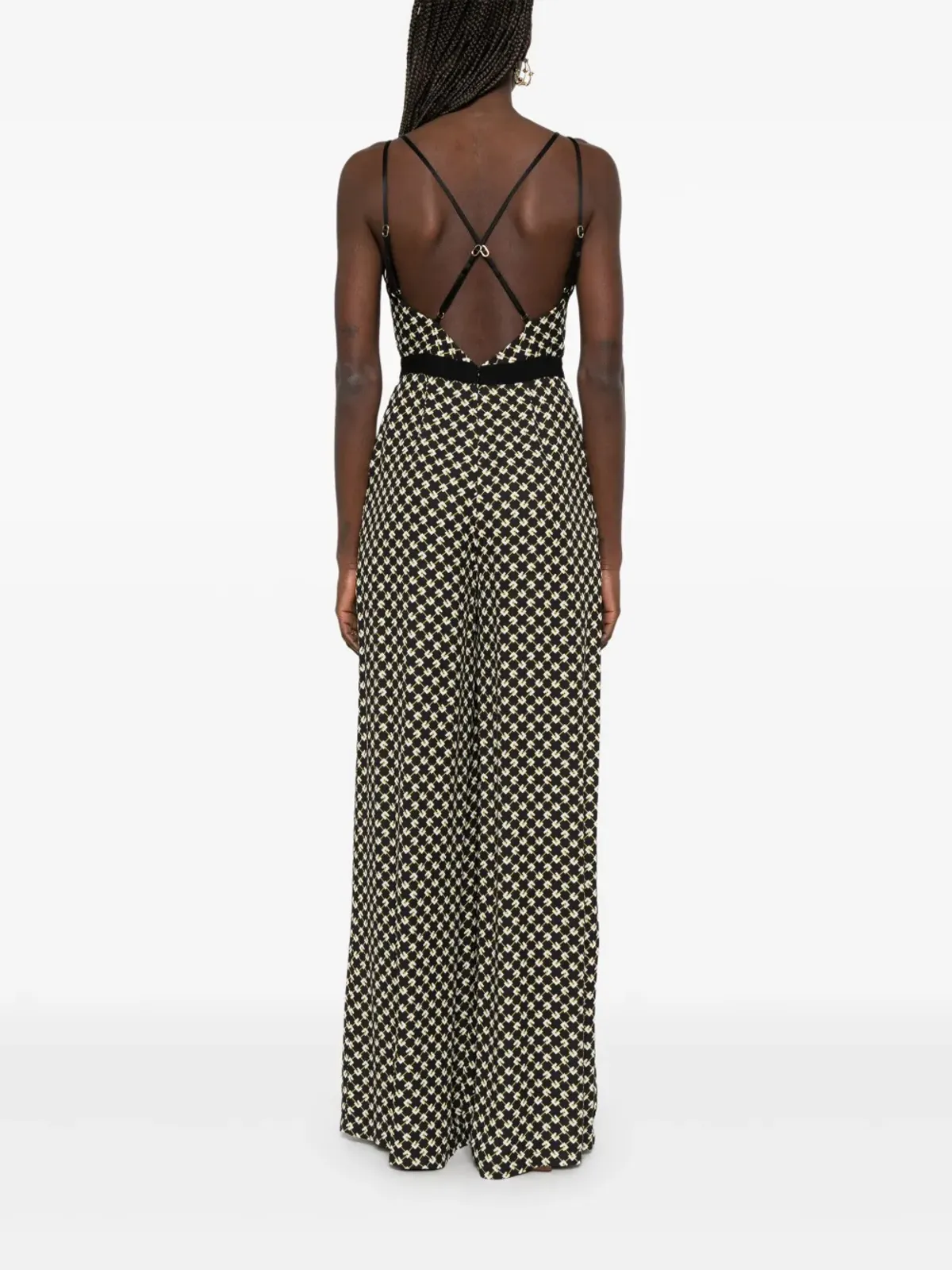 Elisabetta Franchi ジョーゼット ダイヤモンド柄プリント ジャンプスーツ - 画像4