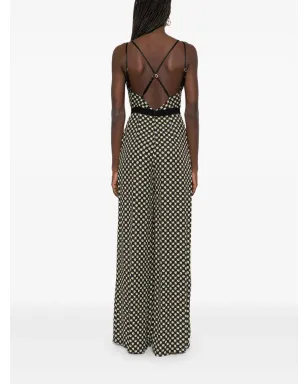Elisabetta Franchi ジョーゼット ダイヤモンド柄プリント ジャンプスーツ - サムネイル4