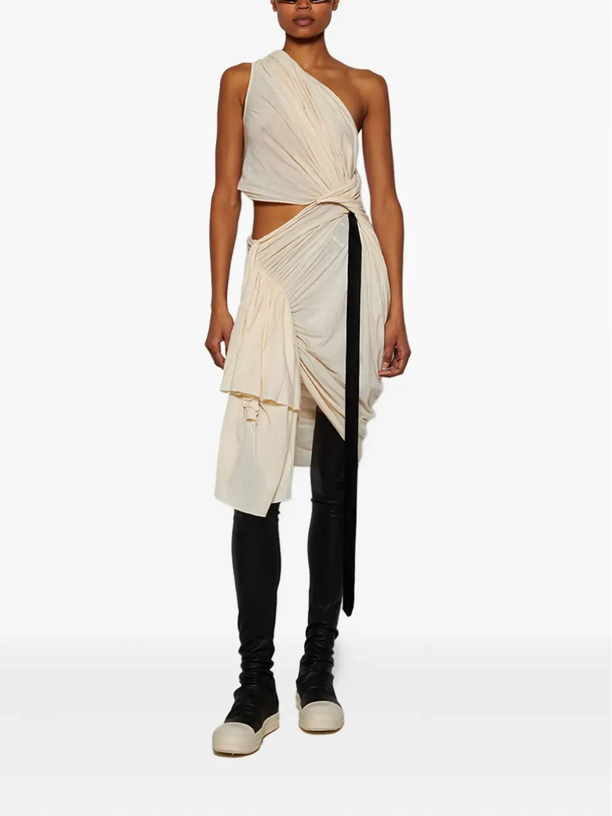 Rick Owens DRKSHDW フォグ アシンメトリック・ドレープドレス - ニュートラルカラー - 画像2