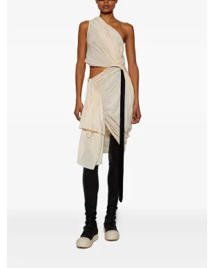 Rick Owens DRKSHDW フォグ アシンメトリック・ドレープドレス - ニュートラルカラー - サムネイル2