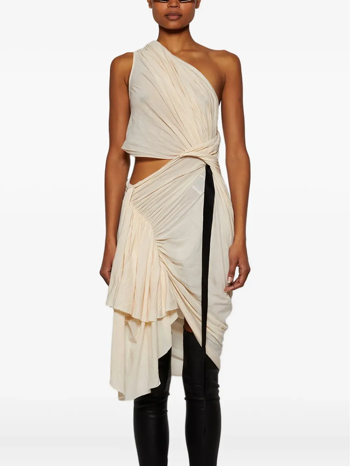 Rick Owens DRKSHDW フォグ アシンメトリック・ドレープドレス - ニュートラルカラー - 画像3