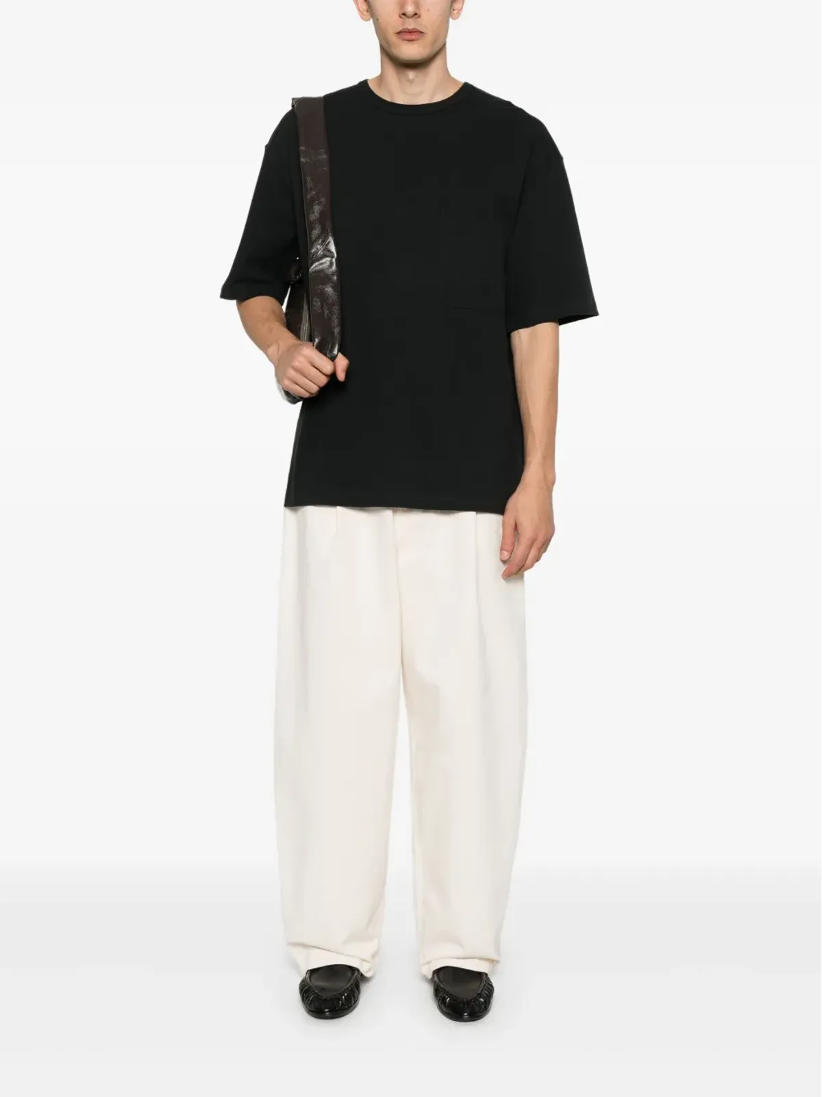 LEMAIRE ジャージー風テクスチャーTシャツ - ブラック - 画像2