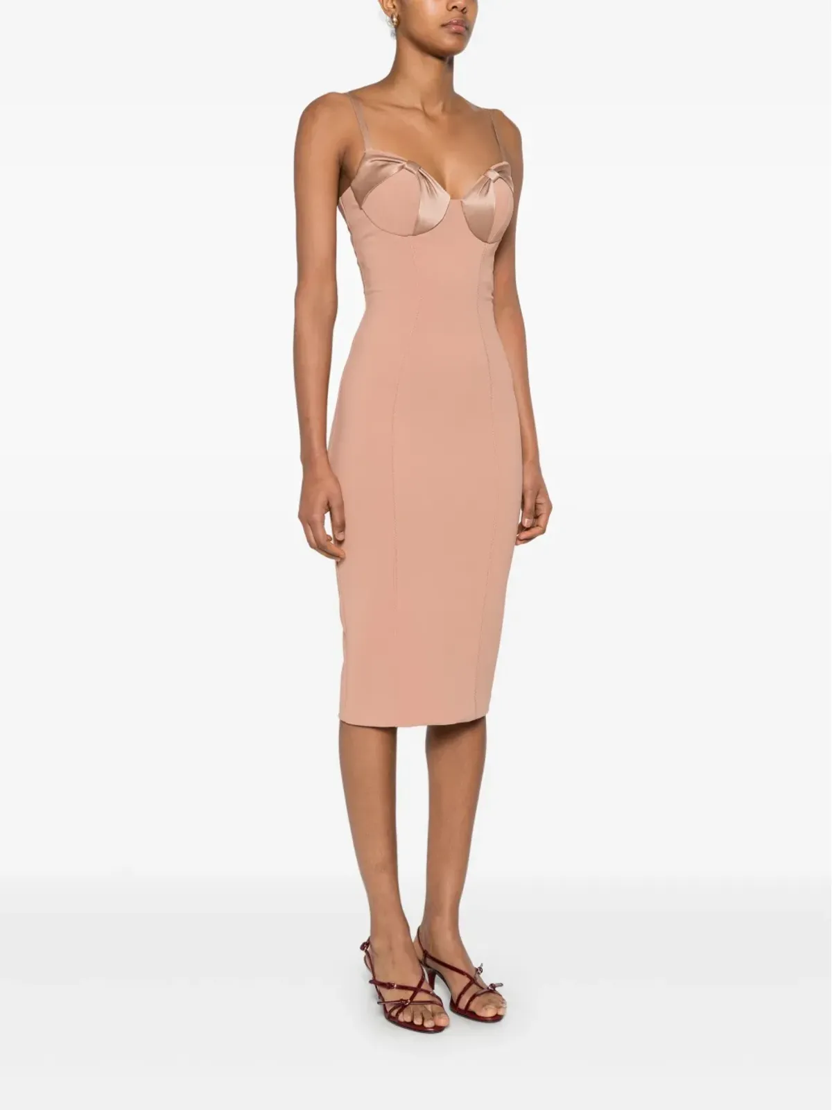 Elisabetta Franchi ボウ装飾ミディドレス - 画像3