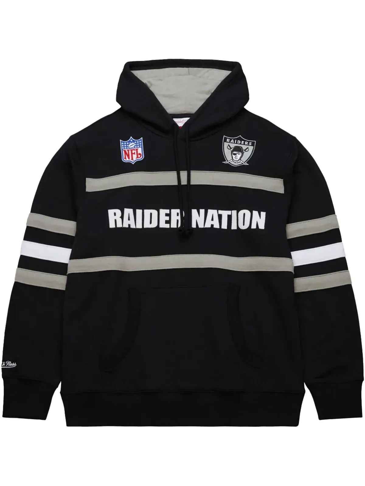 Mitchell & Ness NFL Head Coach Vintage Logo Raiders ブラック フード付きパーカー - 画像1