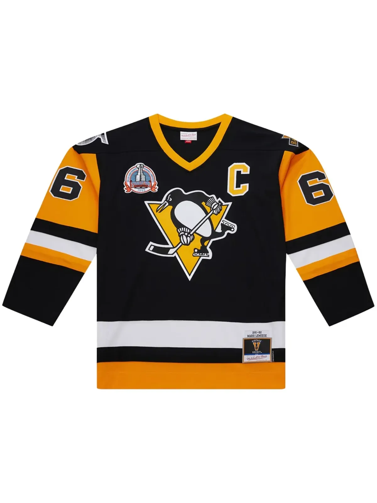 Mitchell & Ness NHL ダーク「Penguins 1991 Mario Lemieux」ジャージ - ブラック - 画像1
